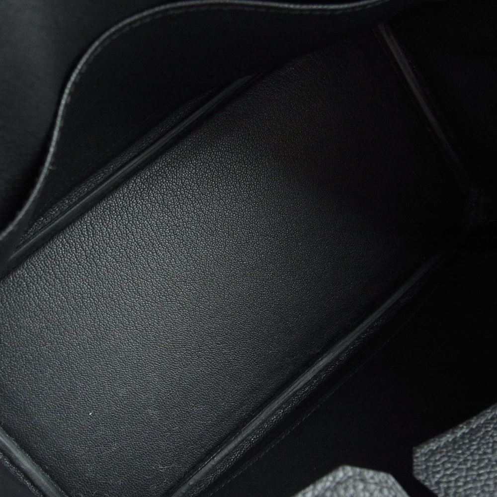 HERMES エルメス バーキン25 トゴ シルバー金具 D刻印 ハンドバッグ ブラック ブラック系【中古】