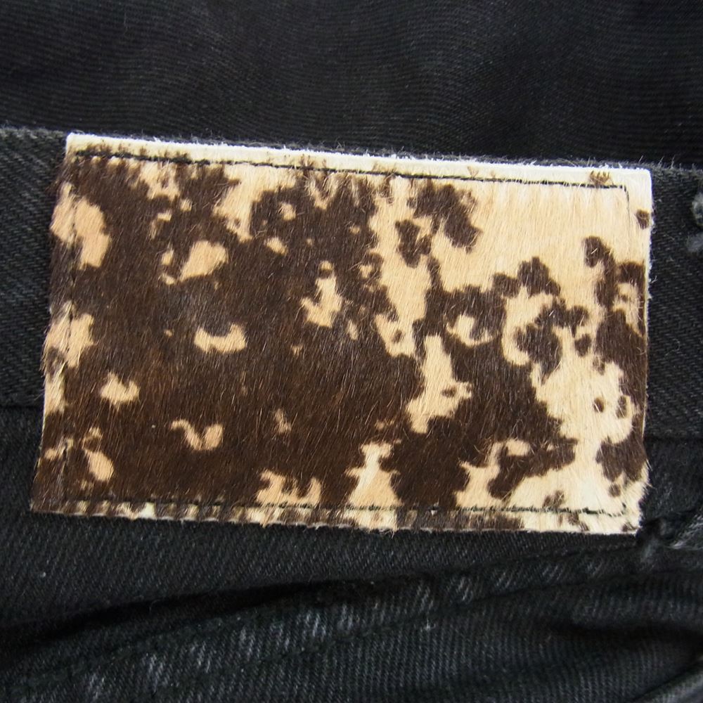 SHELLAC シェラック ハラコパッチ ボタンフライ スリムフィット ブラックデニムパンツ ブラック系 48【中古】