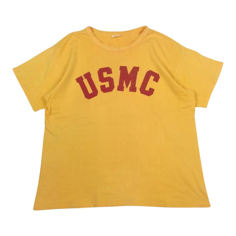 The REAL McCOY'S ザリアルマッコイズ USMC MILITARY S/S TEE クルーネック ミリタリー プリント 半袖 Tシャツ イエロー系 M【中古】