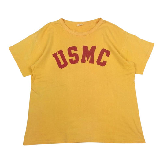 The REAL McCOY'S ザリアルマッコイズ USMC MILITARY S/S TEE クルーネック ミリタリー プリント 半袖 Tシャツ イエロー系 M【中古】