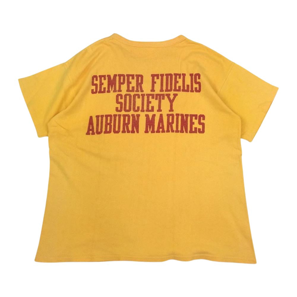 The REAL McCOY'S ザリアルマッコイズ USMC MILITARY S/S TEE クルーネック ミリタリー プリント 半袖 Tシャツ イエロー系 M【中古】