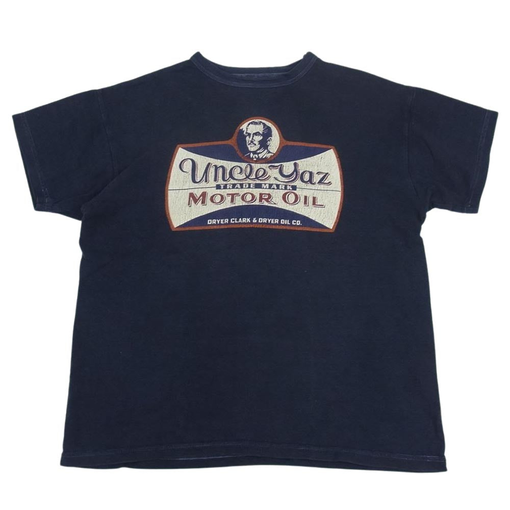 ジョーマッコイ BALL PARK KNIT WEAR uncle yaz MOTOR OIL モーターオイル プリント 半袖 Tシャツ ネイビー系 38【中古】