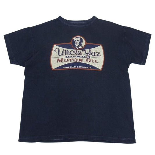 ジョーマッコイ BALL PARK KNIT WEAR uncle yaz MOTOR OIL モーターオイル プリント 半袖 Tシャツ ネイビー系 38【中古】