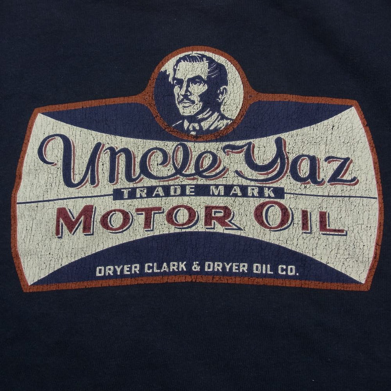 ジョーマッコイ BALL PARK KNIT WEAR uncle yaz MOTOR OIL モーターオイル プリント 半袖 Tシャツ ネイビー系 38【中古】