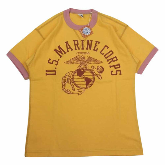 TOY'S McCOY トイズマッコイ TMC1227 MILITARY TEE U.S. MARINE CORPS マリーンコープス プリント 半袖 ミリタリー Tシャツ イエロー系 S【美品】【中古】
