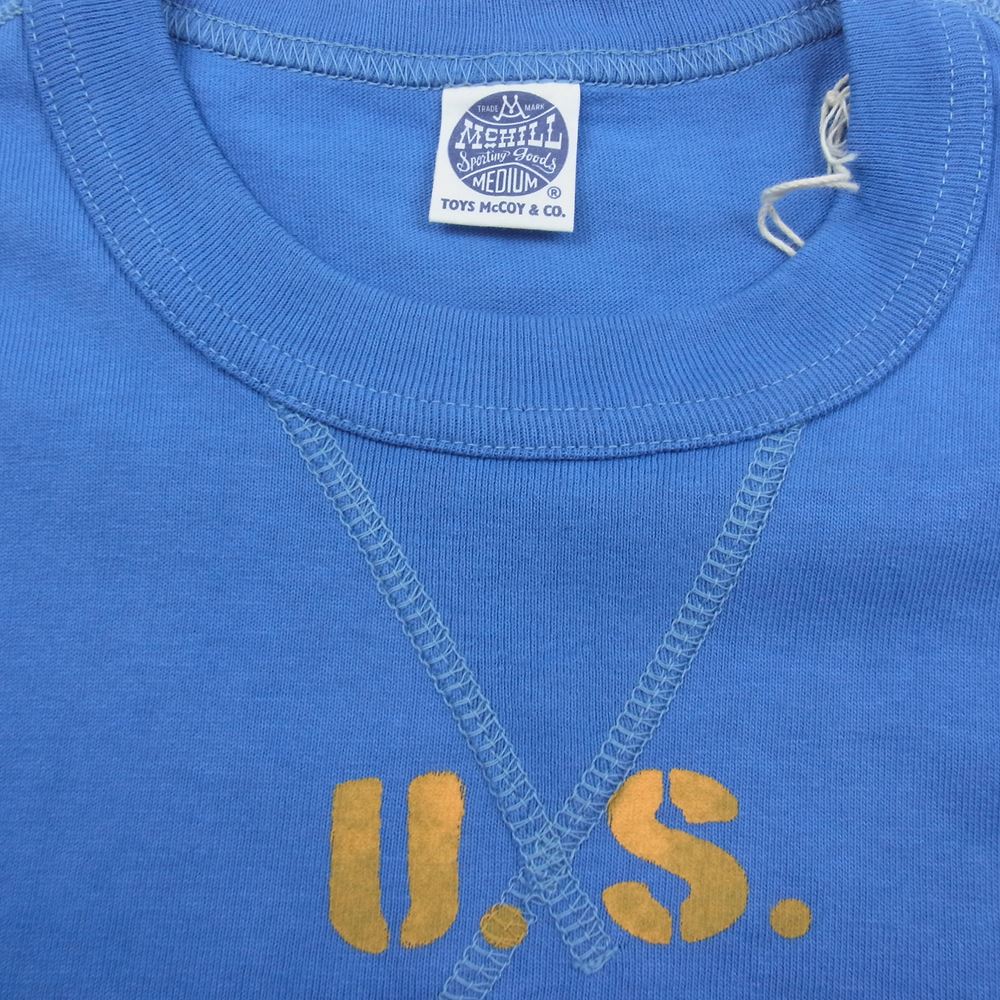 TOY'S McCOY トイズマッコイ TMC1105 US NAVAL AIRSTATION ANACOSTIA 前V ミリタリー プリント 半袖 Tシャツ ブルー系 M【美品】【中古】