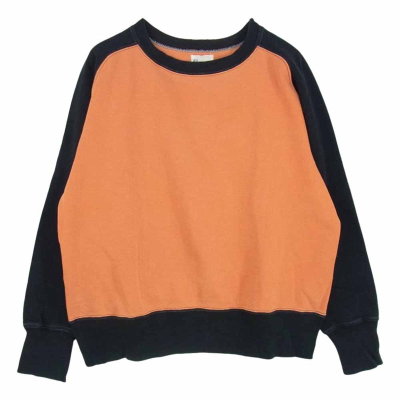 ジョーマッコイ BALL PARK KNIT WEAR ラグラン切替 クルーネック スウェット トレーナー ブラック系 オレンジ系 38【中古】