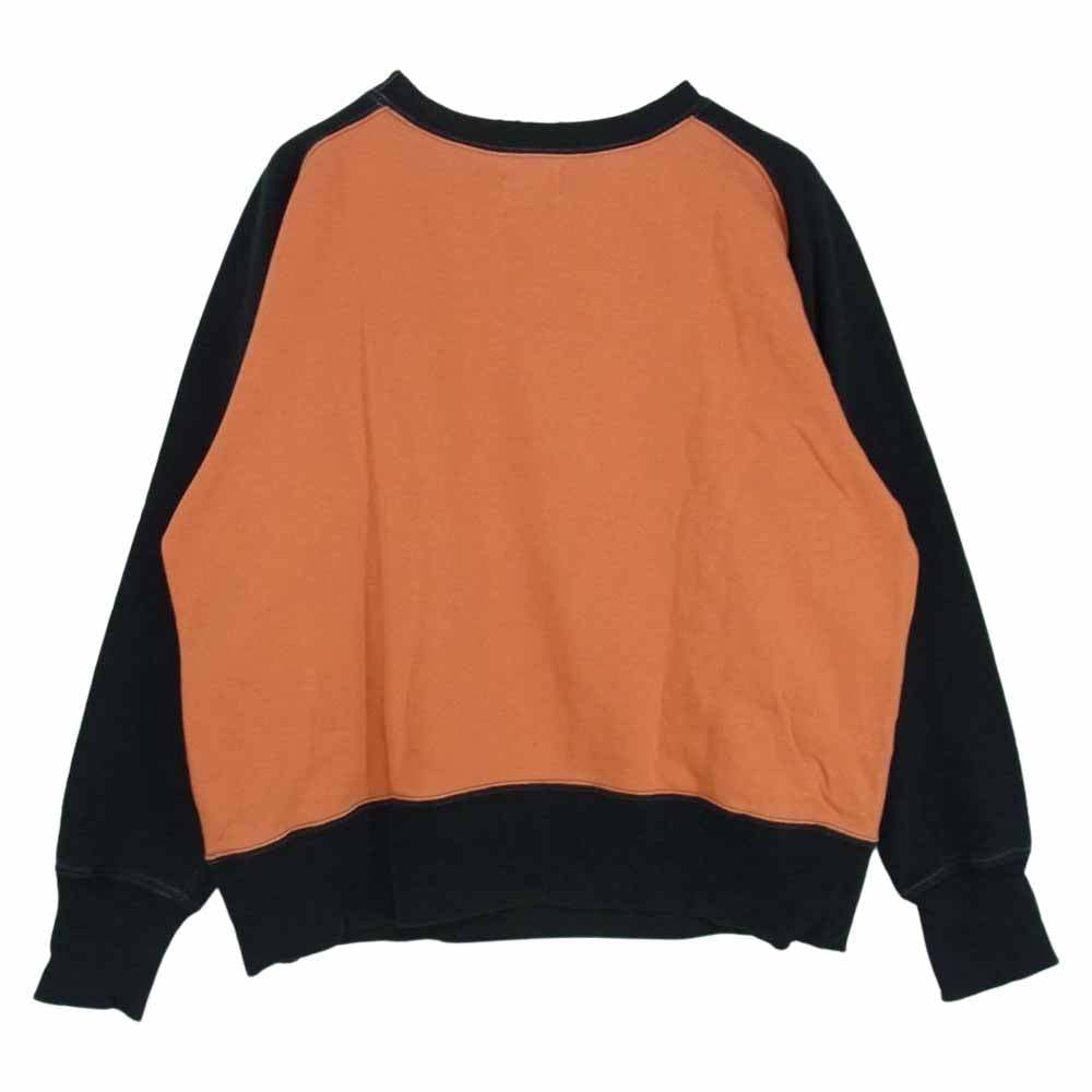 ジョーマッコイ BALL PARK KNIT WEAR ラグラン切替 クルーネック スウェット トレーナー ブラック系 オレンジ系 38【中古】