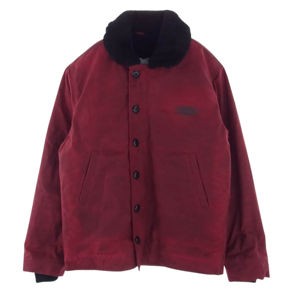 WESCO ウエスコ × DEHEN N-1 JACKET ディーエン ドライ ワックス コットン 総裏 リアルムートン ファー デッキジャケット ワインレッド系 S【中古】