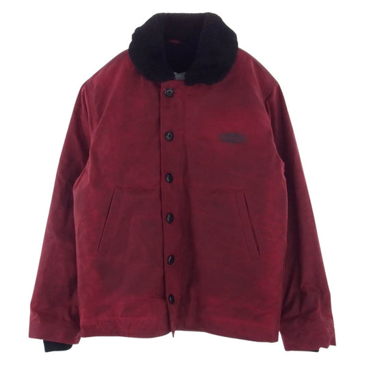 WESCO ウエスコ × DEHEN N-1 JACKET ディーエン ドライ ワックス コットン 総裏 リアルムートン ファー デッキジャケット ワインレッド系 S【中古】
