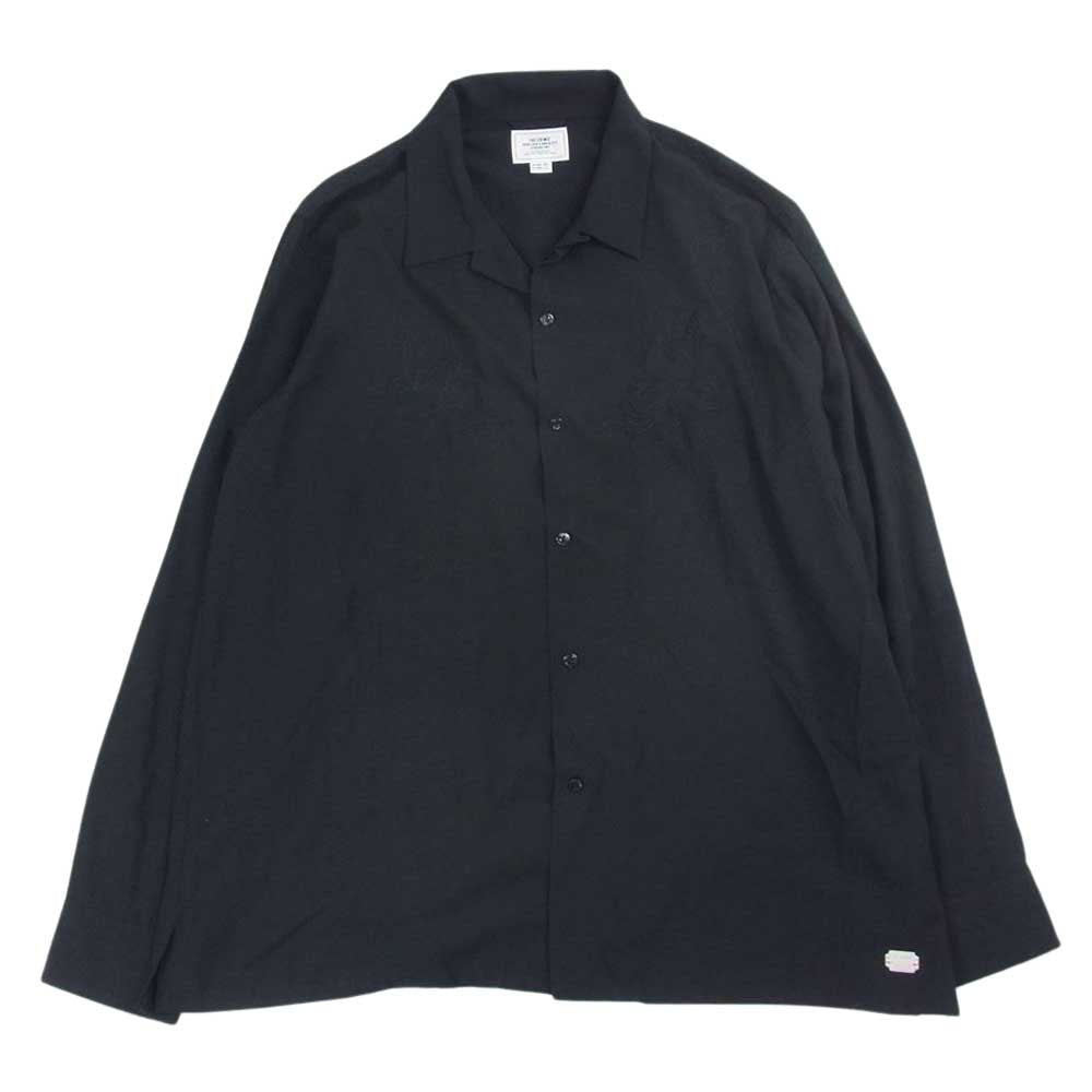 CRIMIE クライミー CR01-02L5-SL02 SWALLOW EMBROIDELY RAYON SHIRT スワロー エンブロイダリー オープンカラー レーヨン 長袖 シャツ ブラック系 XL【中古】