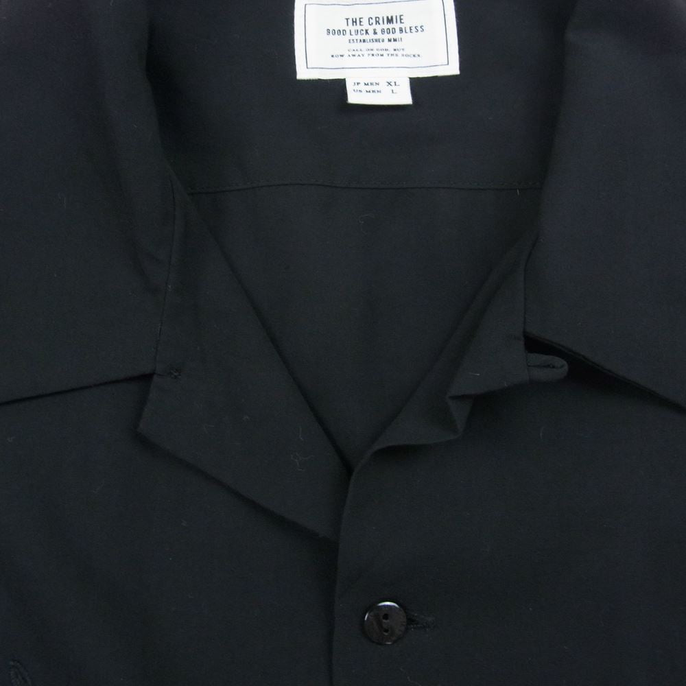 CRIMIE クライミー CR01-02L5-SL02 SWALLOW EMBROIDELY RAYON SHIRT スワロー エンブロイダリー オープンカラー レーヨン 長袖 シャツ ブラック系 XL【中古】