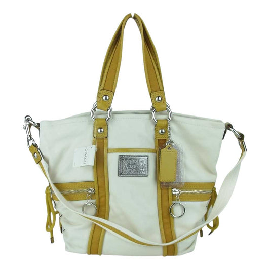 COACH コーチ 13819 ポピースポットライト 2WAY ショルダー バッグ オフホワイト系 黄土色系【中古】