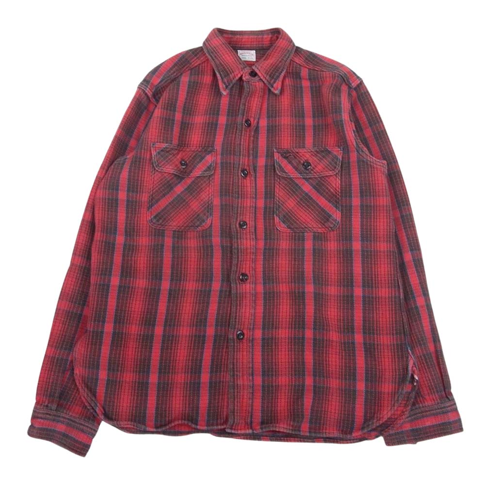 WAREHOUSE ウエアハウス FLANNEL SHIRTS ヘビー フランネル ヘビーネル チェック シャツ レッド系 L【中古】