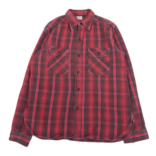 WAREHOUSE ウエアハウス FLANNEL SHIRTS ヘビー フランネル ヘビーネル チェック シャツ レッド系 L【中古】