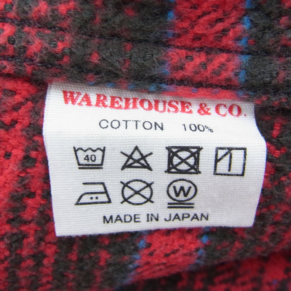 WAREHOUSE ウエアハウス FLANNEL SHIRTS ヘビー フランネル ヘビーネル チェック シャツ レッド系 L【中古】