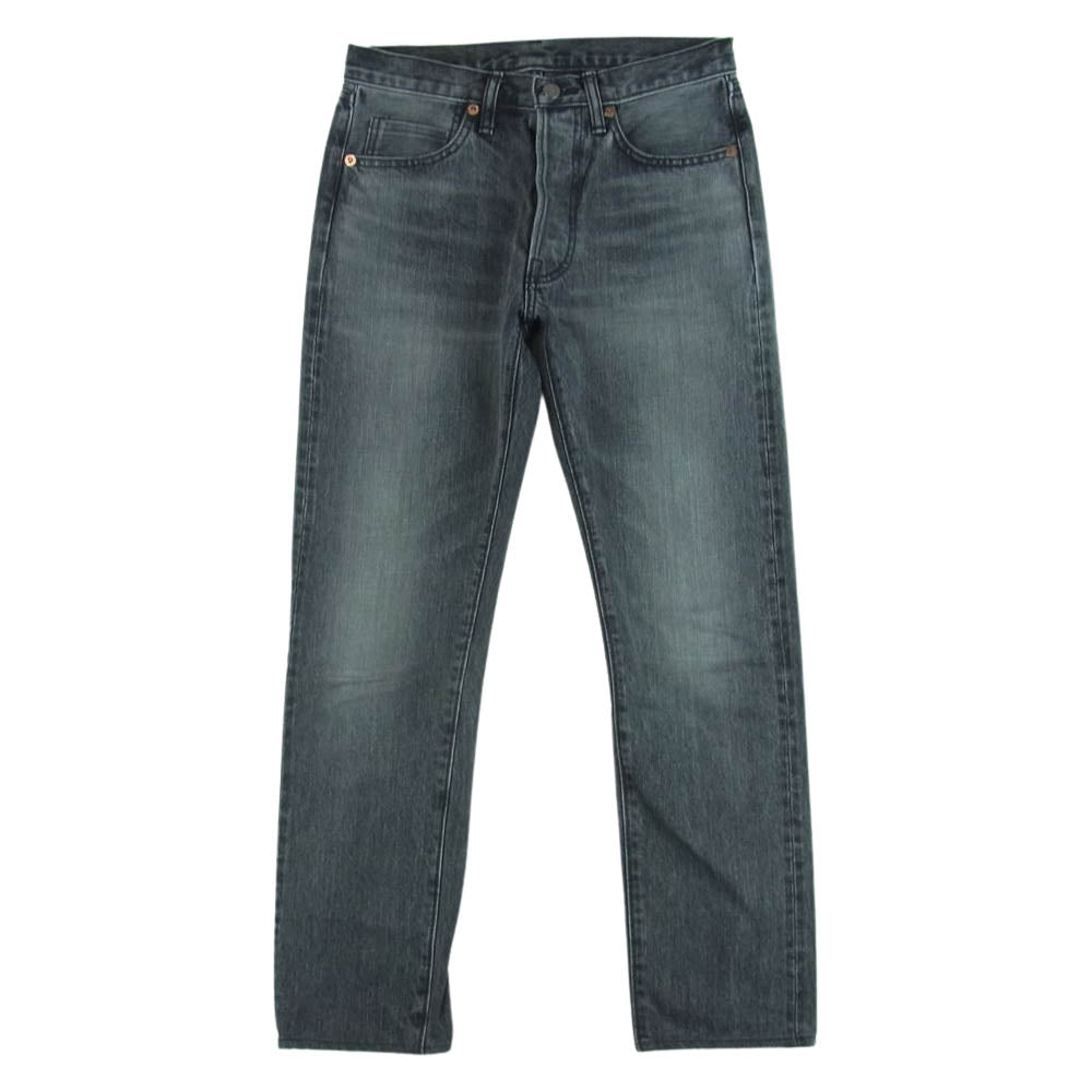 The REAL McCOY'S ザリアルマッコイズ 966BK ウォッシュ加工 ディアスキンラベル ブラック ジーンズ デニム パンツ グレー系 W28【中古】
