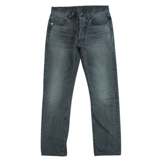 The REAL McCOY'S ザリアルマッコイズ 966BK ウォッシュ加工 ディアスキンラベル ブラック ジーンズ デニム パンツ グレー系 W28【中古】