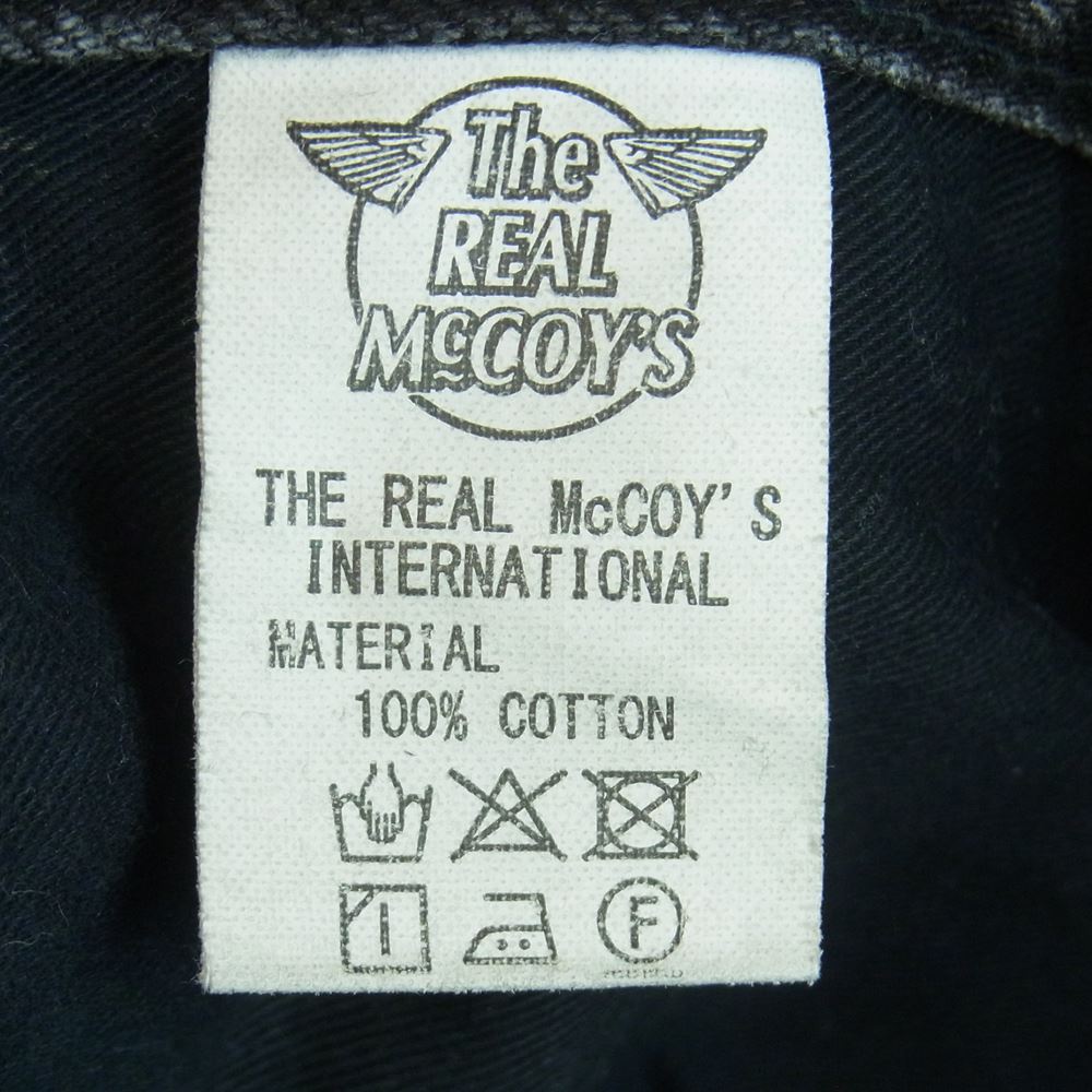 The REAL McCOY'S ザリアルマッコイズ 966BK ウォッシュ加工 ディアスキンラベル ブラック ジーンズ デニム パンツ グレー系 W28【中古】