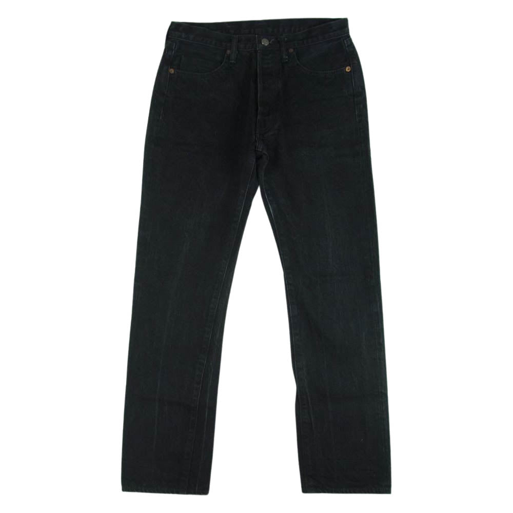 The REAL McCOY'S ザリアルマッコイズ 966BK ディアスキンラベル ブラック ジーンズ デニム パンツ ブラック系 W29 L36【中古】