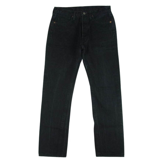 The REAL McCOY'S ザリアルマッコイズ 966BK ディアスキンラベル ブラック ジーンズ デニム パンツ ブラック系 W29 L36【中古】