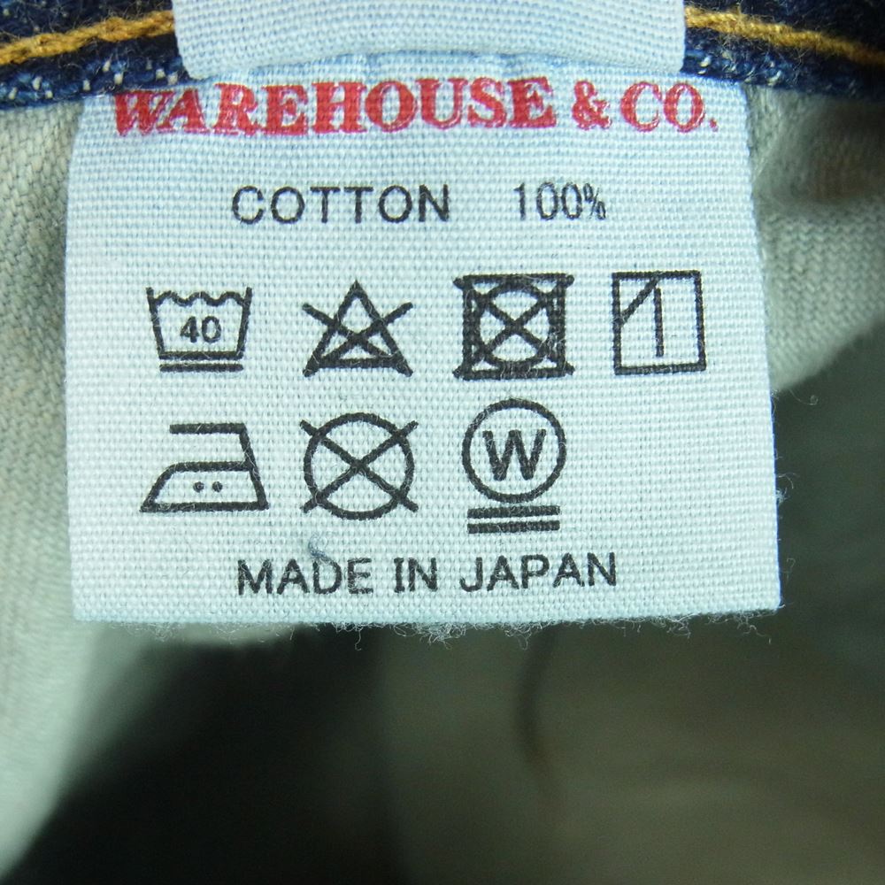 WAREHOUSE ウエアハウス LOT 1101 2ND-HAND USED WASH セコハン 加工 デニム パンツ インディゴブルー系 W34【中古】