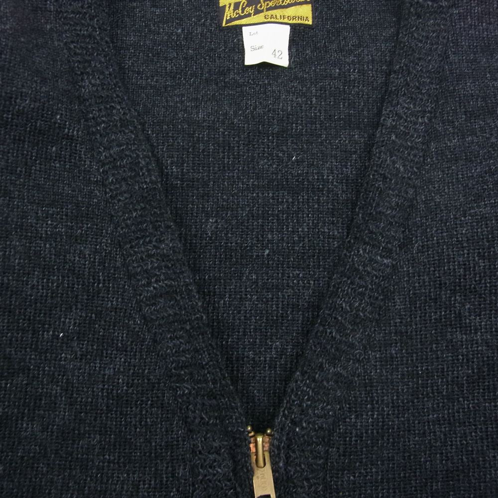 The REAL McCOY'S ザリアルマッコイズ mccoy sportswear ジップ ニット カーディガン チャコール系 グレー系 42【中古】