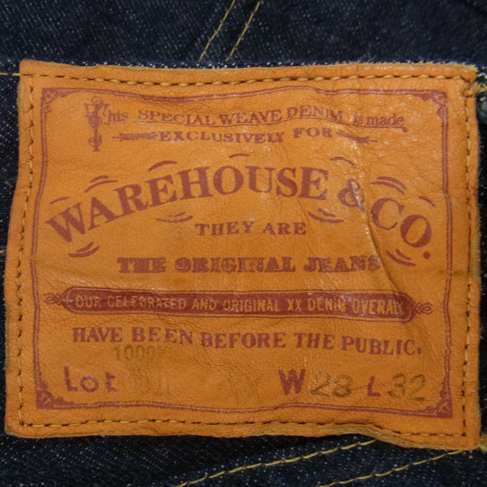 WAREHOUSE ウエアハウス Lot S1003XX(1000XX) 1942 MODEL 大戦 デニムスレキ 股リベット 赤ペンキ デニム パンツ W28 インディゴブルー系 28【中古】