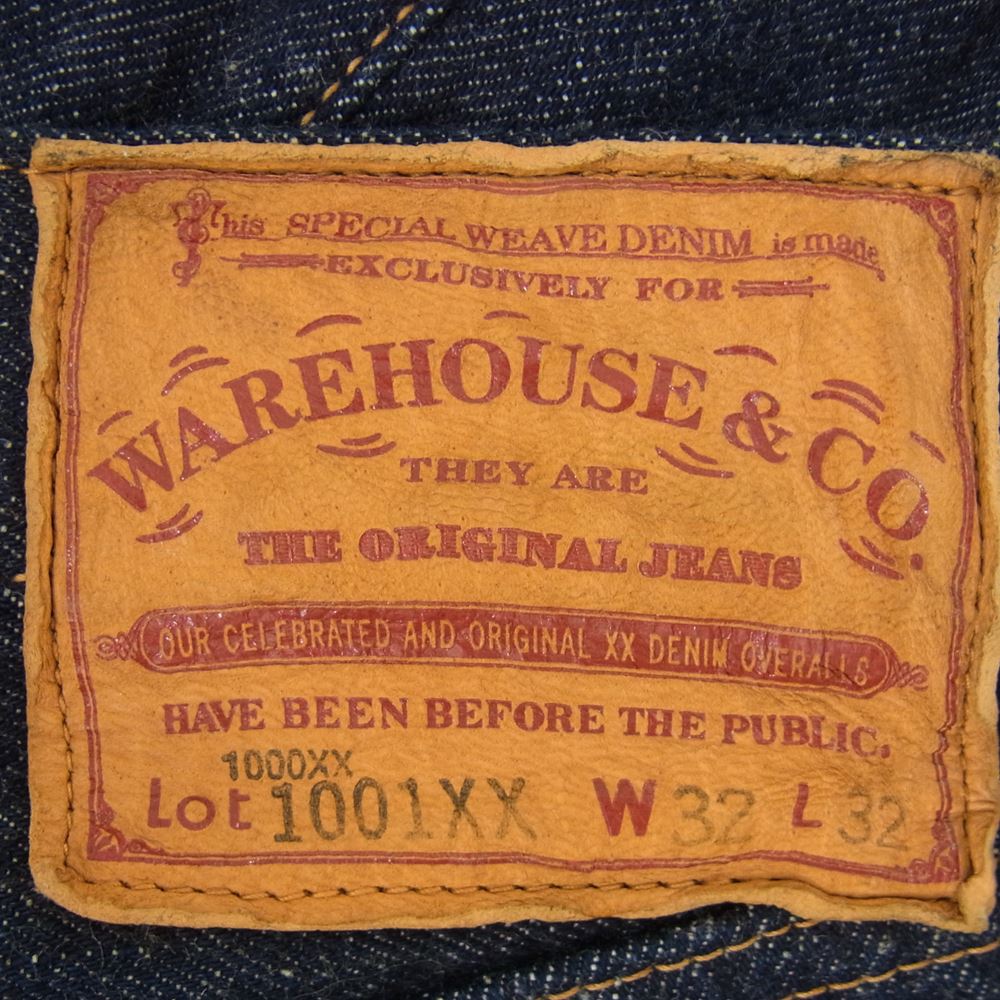 WAREHOUSE ウエアハウス 1001XX(1000XX) センターループずれ アーキュエイトステッチ ピンクセルヴィッチ デニム パンツ インディゴブルー系 32【中古】