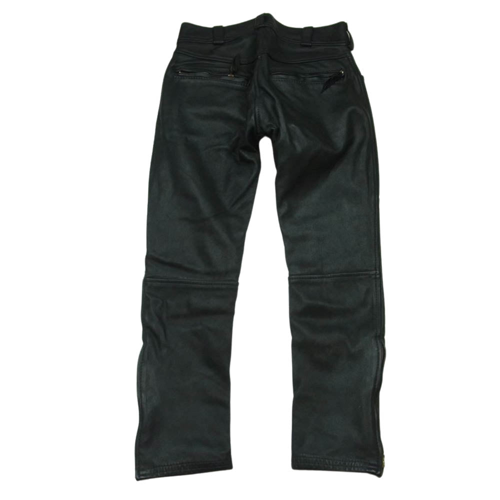 LANGLITZ LEATHERS ラングリッツレザーズ 【訳難有】 4ポケット 裾ジップ レザー パンツ ブラック系【中古】