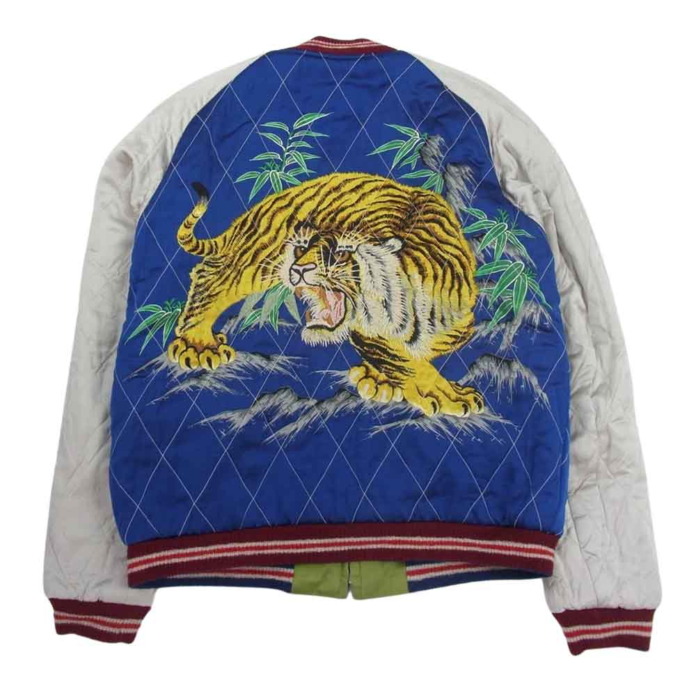 東洋エンタープライズ TT15198 スペシャル 港商 JAPAN MAP × TIGER PRINT 50s Style Acetate × Quilt Souvenir Jacket リバーシブル キルト スーベニア ジャケット スカジャン ブルー系 大【中古】