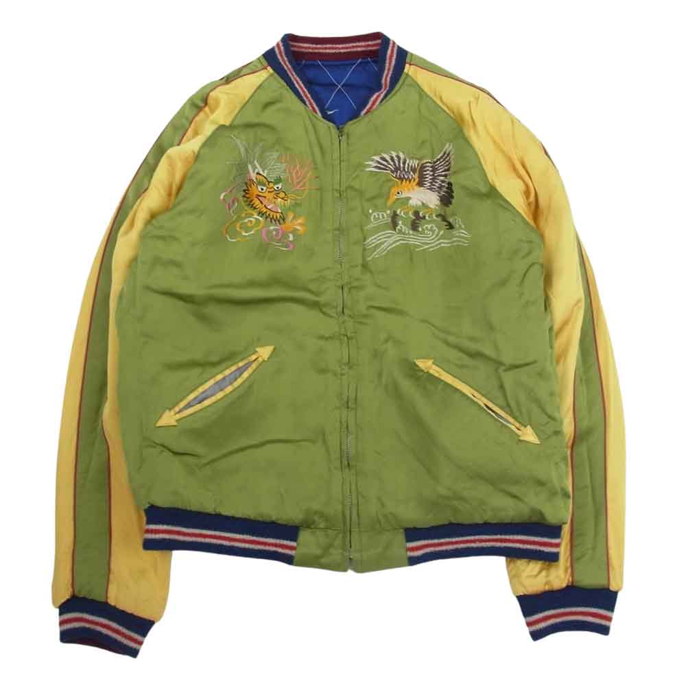 東洋エンタープライズ TT15198 スペシャル 港商 JAPAN MAP × TIGER PRINT 50s Style Acetate × Quilt Souvenir Jacket リバーシブル キルト スーベニア ジャケット スカジャン ブルー系 大【中古】