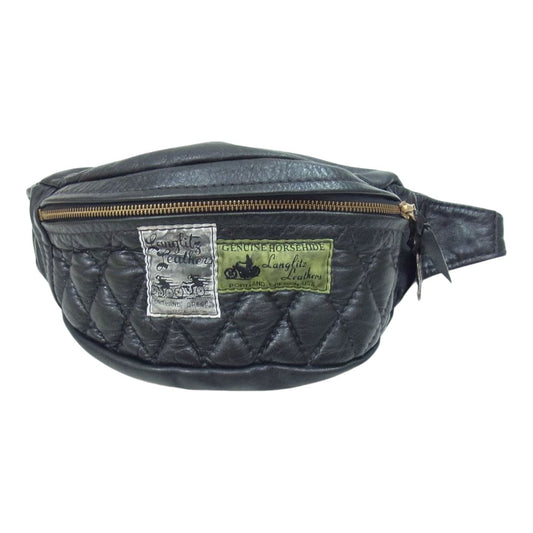 LANGLITZ LEATHERS ラングリッツレザーズ Horse Hide Padded inside Pocket Waist Bag キーホルダー付き ホースハイド パッデッド インサイド ポケット ウエスト バッグ ブラック系【中古】