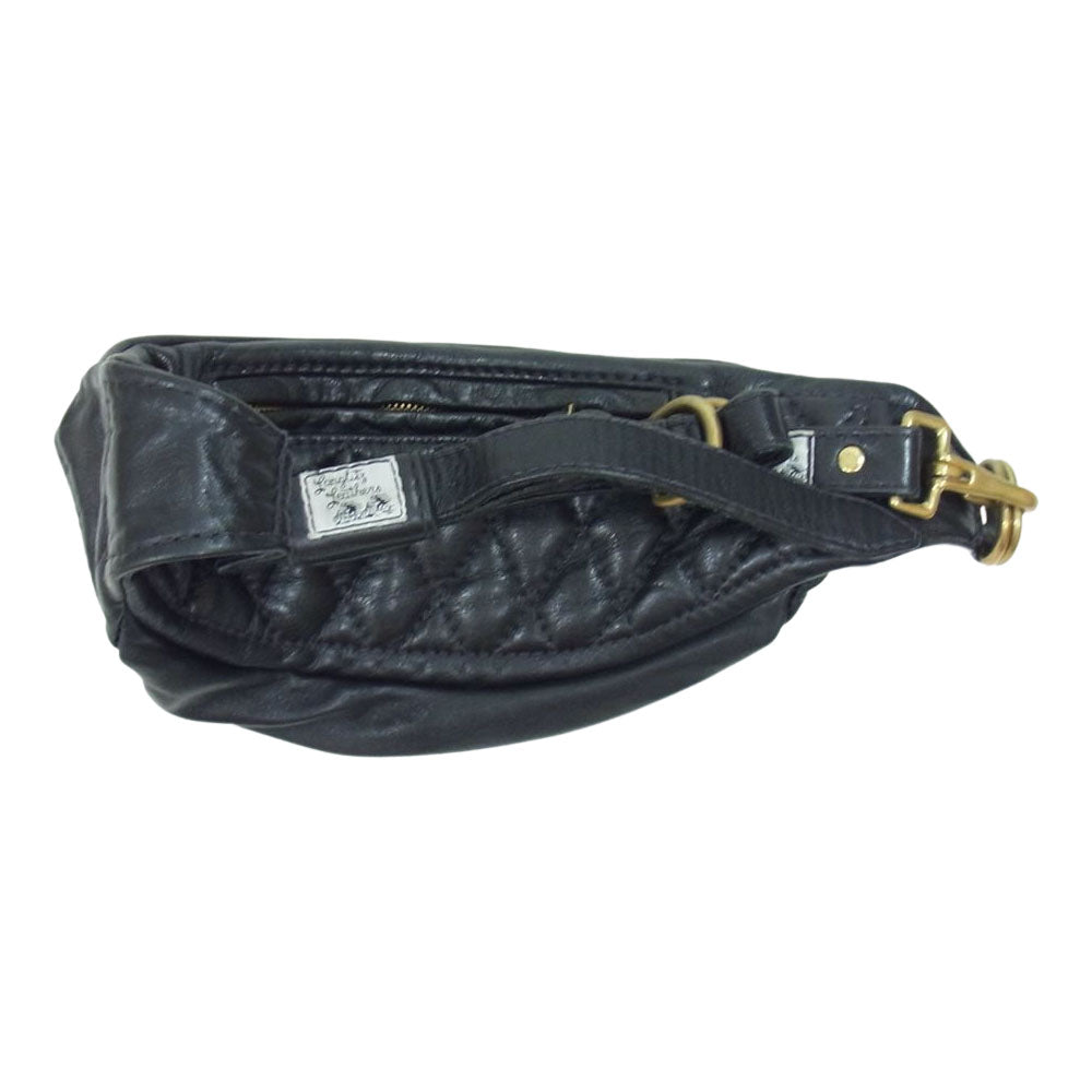 LANGLITZ LEATHERS ラングリッツレザーズ Horse Hide Padded inside Pocket Waist Bag キーホルダー付き ホースハイド パッデッド インサイド ポケット ウエスト バッグ ブラック系【中古】