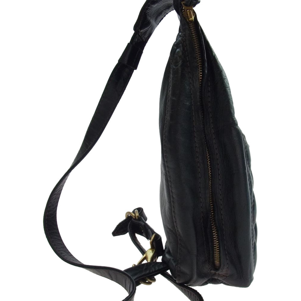 LANGLITZ LEATHERS ラングリッツレザーズ Padded One Shoulder Bag パッデッド レザー ワンショルダー バッグ ブラック系【中古】