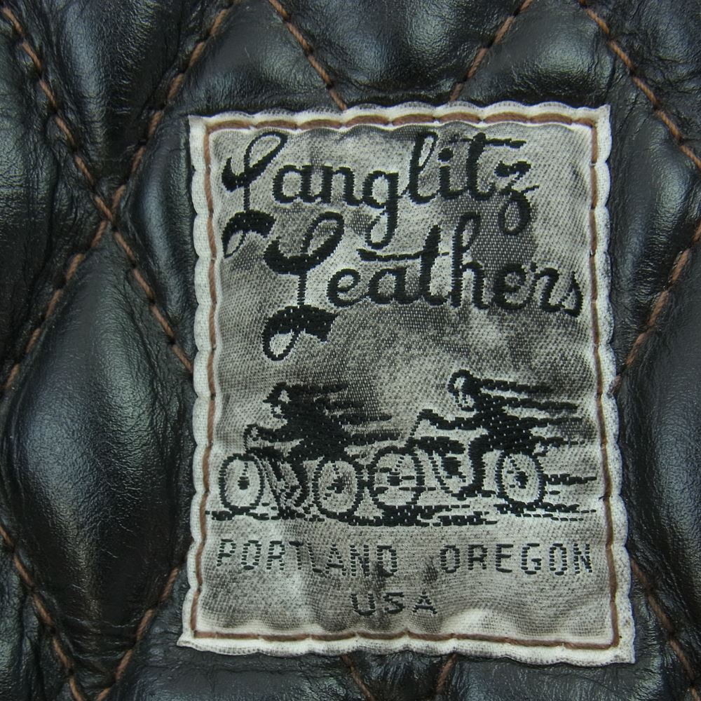 LANGLITZ LEATHERS ラングリッツレザーズ Padded One Shoulder Bag パッデッド レザー ワンショルダー バッグ ブラック系【中古】