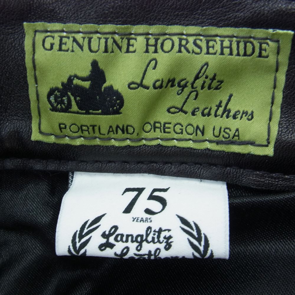 LANGLITZ LEATHERS ラングリッツレザーズ カスタムオーダー Horse Hide Padded Competition Breeches ホースハイド パッデッド コンペティション ブリーチーズ レザー パンツ ブラック系 W30inch程度【中古】