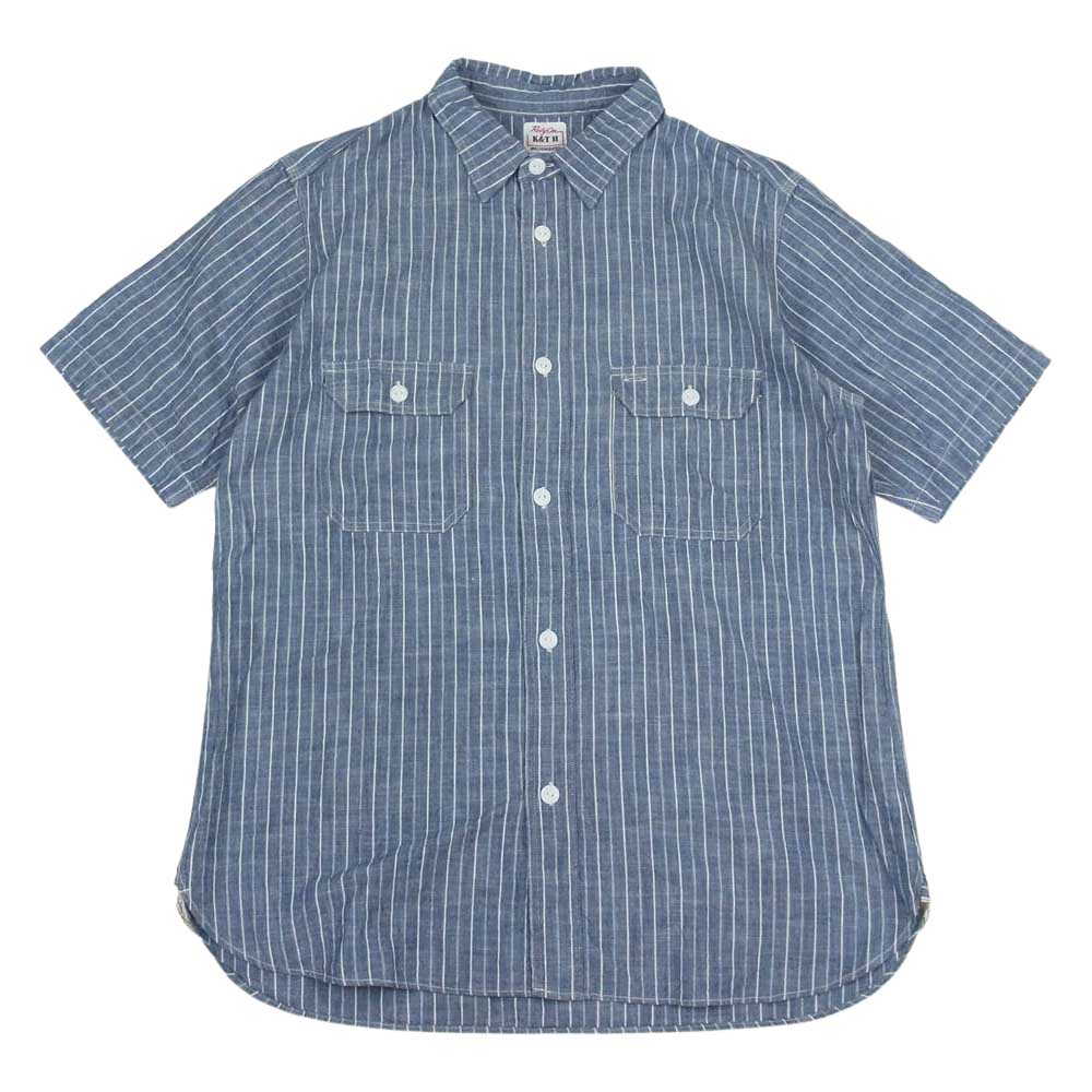 ケーアンドティー 半袖 ストライプ ワーク シャツ マチ 16 1/2【中古】