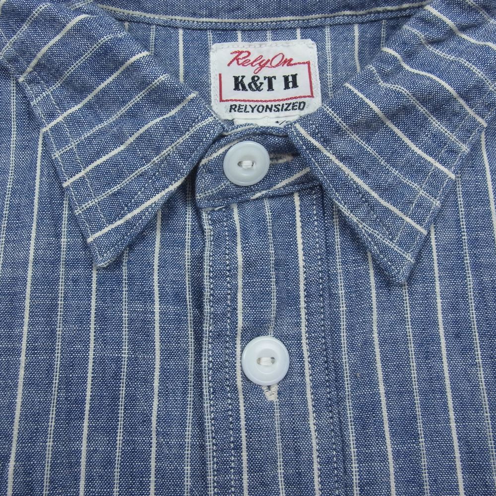 ケーアンドティー 半袖 ストライプ ワーク シャツ マチ 16 1/2【中古】