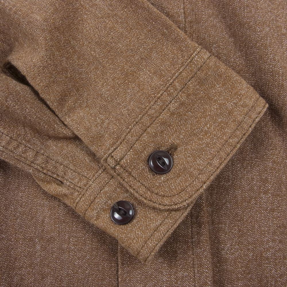 マックホール バック刺繍 フロント ワッペン 長袖 ワーク シャツ マチ付 ブラウン系 42【中古】