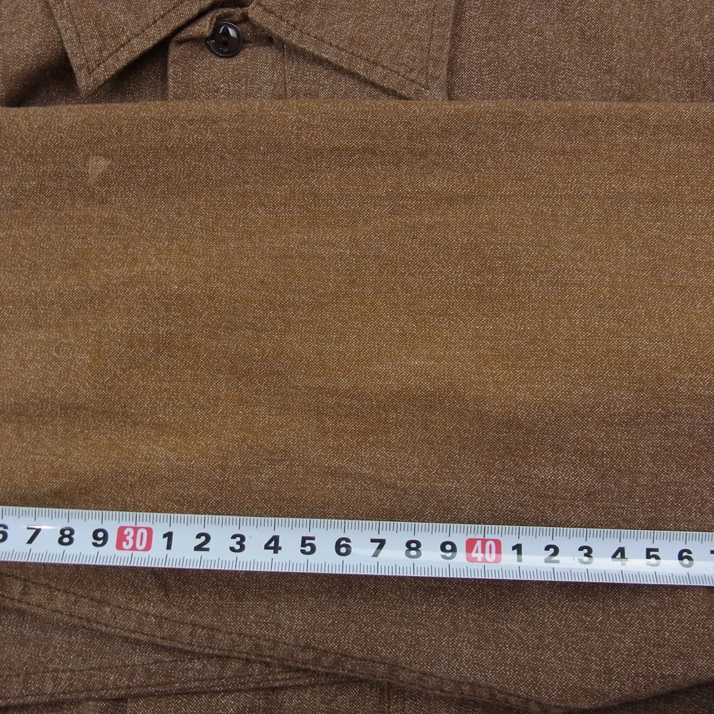 マックホール バック刺繍 フロント ワッペン 長袖 ワーク シャツ マチ付 ブラウン系 42【中古】