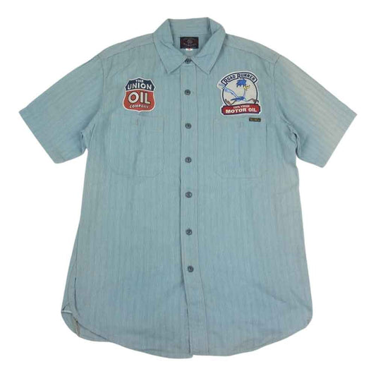 TOY'S McCOY トイズマッコイ ROAD RUNNER 半袖 ワークシャツ ロードランナー ワッペン付き ブルー系 16【中古】