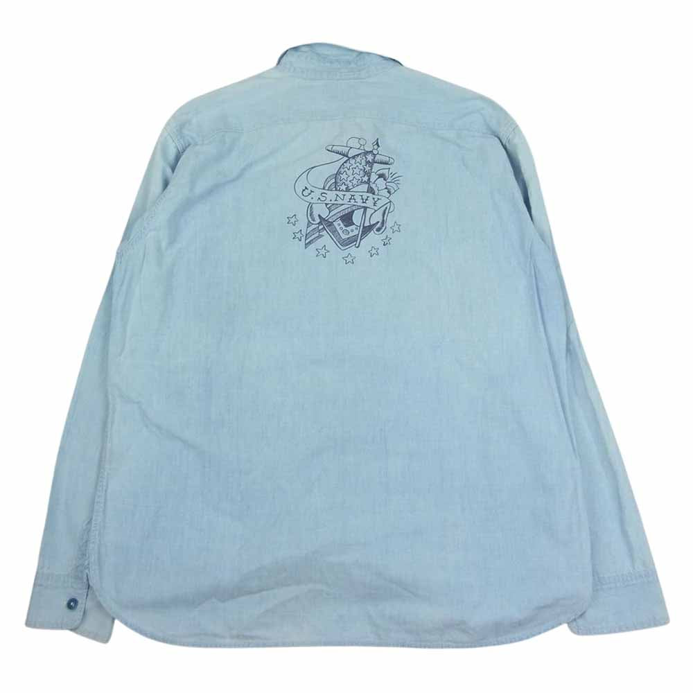 TOY'S McCOY トイズマッコイ McHILL OVERALL FELIX フェリックス プリント シャンブレー 長袖 シャツ インディゴブルー系 17【中古】