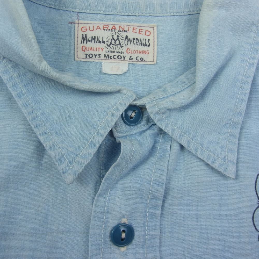 TOY'S McCOY トイズマッコイ McHILL OVERALL FELIX フェリックス プリント シャンブレー 長袖 シャツ インディゴブルー系 17【中古】