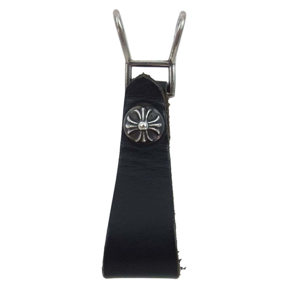 CHROME HEARTS クロムハーツ（原本無） BELTLOOP クロスボールボタン レザー ベルトループ キーループ ブラック系【中古】