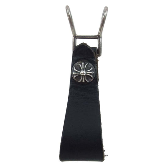 CHROME HEARTS クロムハーツ（原本無） BELTLOOP クロスボールボタン レザー ベルトループ キーループ ブラック系【中古】