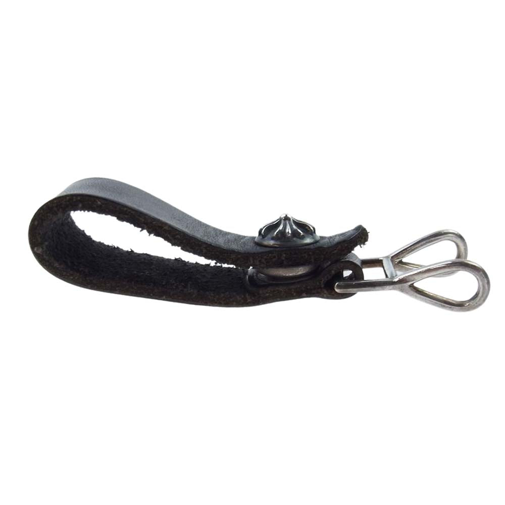CHROME HEARTS クロムハーツ（原本無） BELTLOOP クロスボールボタン レザー ベルトループ キーループ ブラック系【中古】