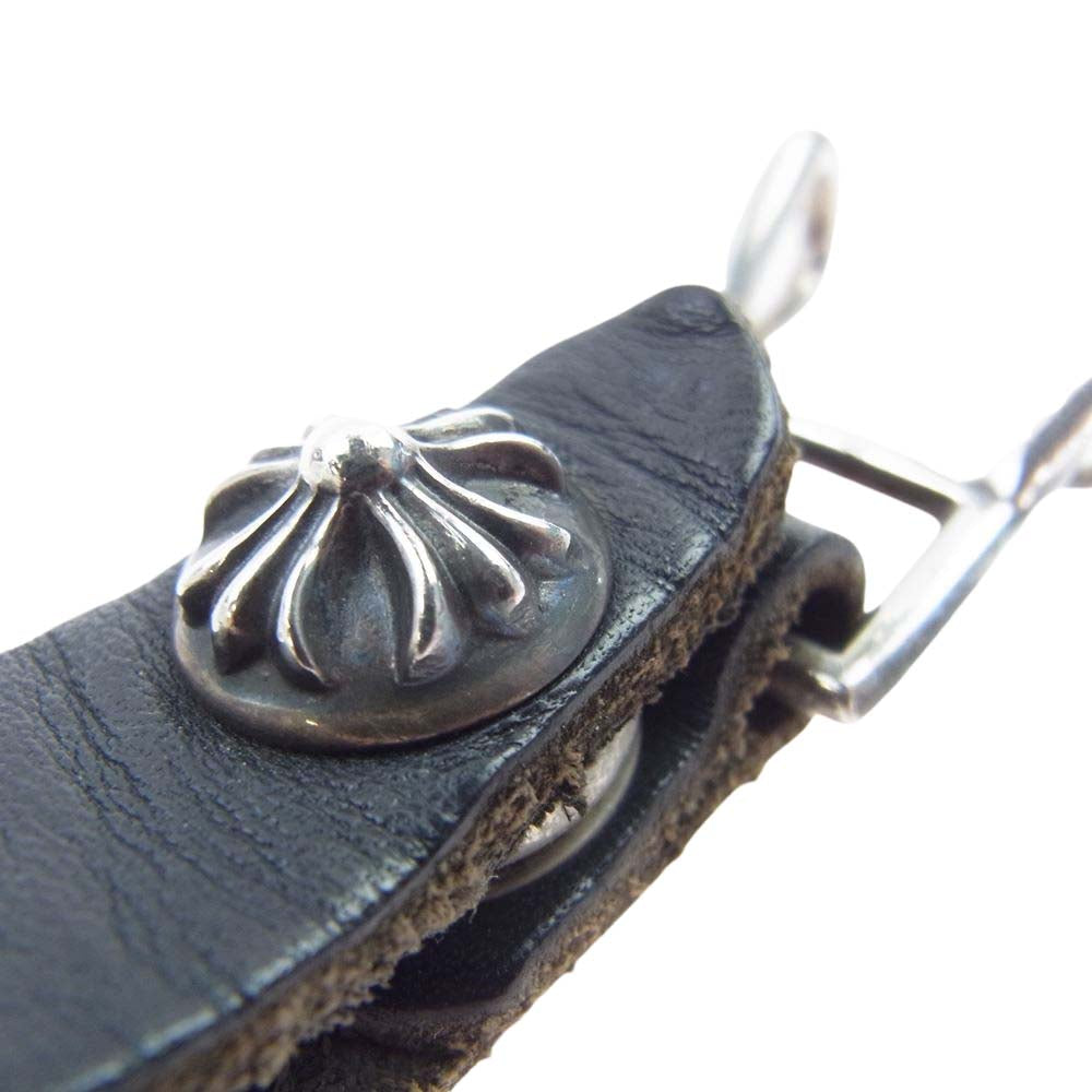 CHROME HEARTS クロムハーツ（原本無） BELTLOOP クロスボールボタン レザー ベルトループ キーループ ブラック系【中古】
