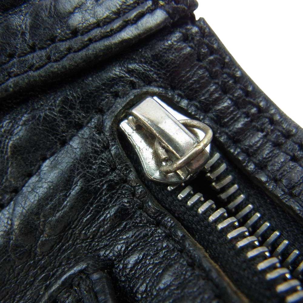 CHROME HEARTS クロムハーツ（原本無） 3 FOLD HEAVY LEATHER WALLET レザー 3フォールド クロスボタン 三つ折り コンパクト ウォレット ブラック系【中古】