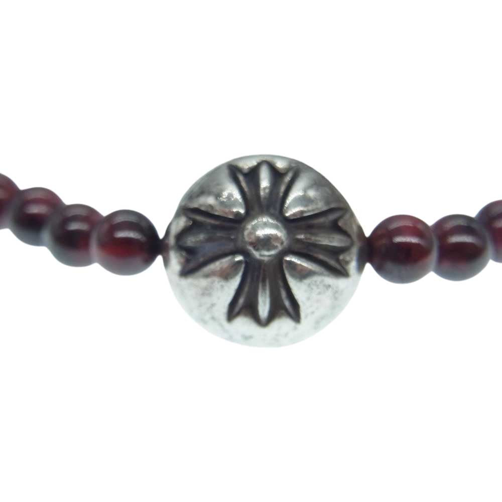 CHROME HEARTS クロムハーツ（原本有） BEADED 4MM V1 クロスボール ビーズ ネックレス チェーン パープル ブラウン系 シルバー系 40.45【中古】